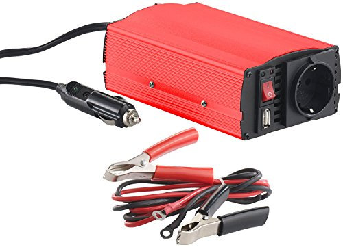 revolt Kfz-Spannungswandler 300 W, 230 V AC, 5 V USB, Peakpower 600 W