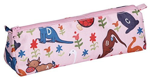 Clairefontaine 8109C - Schlampermäppchen / Mappe / Kulturbeutel aus Textil trapezförmig 21x5x5cm, Öffnungslasche aus Metall, perfekt für die Schule & Make-up, mit Tierenmotiven farbig sortiert 1 Stück