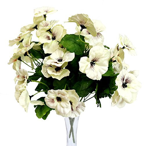 htmeing 43,2 cm Künstliche Stiefmütterchen Blumen Home Office Hochzeit Dekoration weiß
