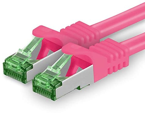 1aTTack.de 25 M Cat.7 Netzwerk-Kabel 1 Stück Cat7 Patch-Kabel Lan-Kabel Ethernet RJ45 10 Gbit/s (Alle Internetgeschwindigkeiten) Magenta 25 Meter