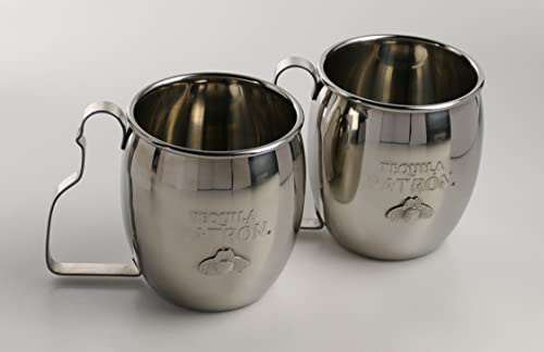 Tequila Patron 2 x Becher aus Metall für Longdrinks Spirits Bar Cocktail Drinks