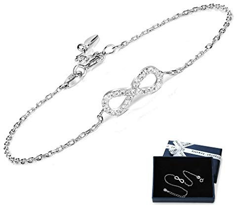 Infinity Armbänder Damen Armband 925 Sterling Silber Funkeln Kubisches Zirkonia Kuss Armband Akzent