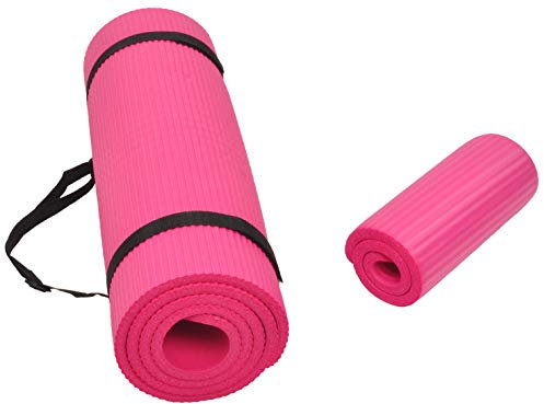 BalanceFrom GoYoga+ Tapis de yoga multi-usages extra épais haute densité anti-déchirure avec sangle de transport Rose