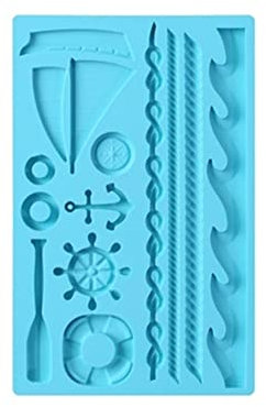 AXspeed Moule à gâteau en silicone en forme de voile, gouvernail, ancre, voilier pour fondant, pâtisserie, moule à pâtisserie pour décoration de gâteau d'anniversaire, chocolat, bonbons