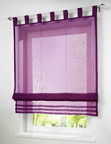 BAILEY JO Raffrollo mit Schlaufen Gardinen Voile Transparent Vorhang 1er-Pack (BxH 120x155cm, Violett)