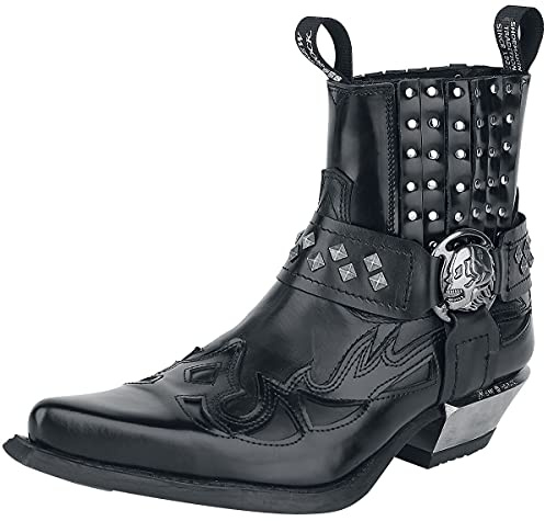 New Rock Antik Männer Boot schwarz EU42 Leder Biker, Industrial, Rockwear
