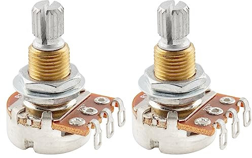 Musiclily Pro Brass Thread Mini Metric Sized Control Pots B1 Meg Audio Taper Potentiometers for Guitar (Set of 2)