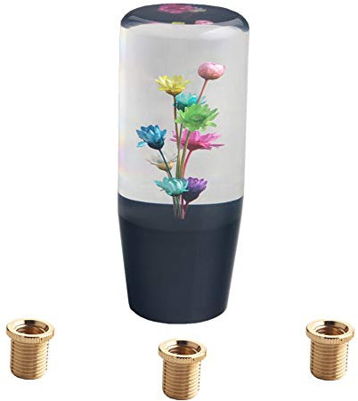 DEWHEL Manueller Schaltknauf, JDM, 10 cm, echte Blumen, langlebig, Acryl, Universal-Schaltkopf, M12 x 1,25, M10 x 1,5, M10 x 1,25, M8 x 1,25