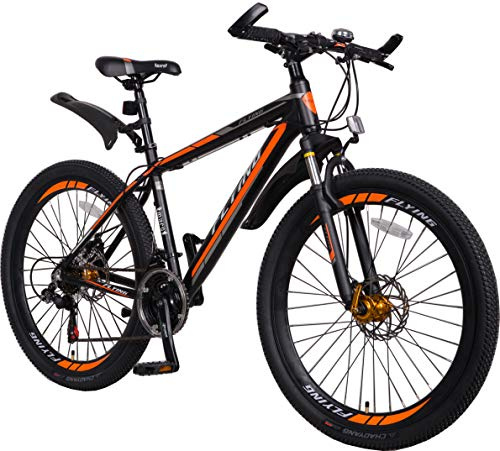 FLYing Unisex's 21 Speeds Mountain bikes Bicycles Shimano Alloy Frame with Warranty, Black & Orange, 26