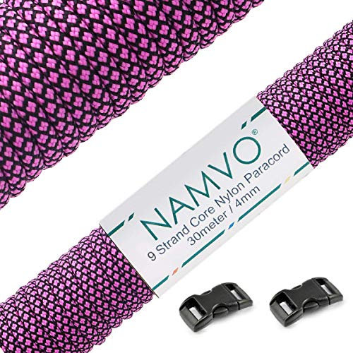 Namvo 550 - Cuerda de paracaídas Mil Spec tipo III, 9 hebras interiores, de nailon, fuerte resistencia a la rotura, 100 pies, color morado