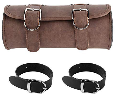 PU Leder Vintage Motorrad Werkzeugtasche 2 Riemen Schnalle Verschluss Werkzeug Satteltasche Lenker Sissy Bar Werkzeugtasche Rolltaschen Aufbewahrungstasche