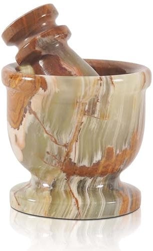 Radicaln Marble Mortar and Pestle Set - Green, 2.5 Inches, Polished, Ideal for Spices, Herbs, Pastes & Sauces