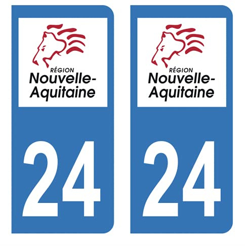 HADEXIA Aufkleber für Nummernschild, Département 24, Dordogne Region Nouvelle Aquitaine