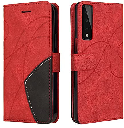 Fatcatparadise Kompatibel mit LG Stylo 7 4G/5G Hülle, Leder PU Brieftasche Handyhülle Flip Case Silikon Bumper Schutzhülle Klapphülle. Lederhülle mit Kartenfächern und Standfunktion (Rot)