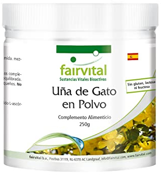 fairvital Katzenkralle Pulver, 150 Portionen für 150 Tage, mit 100mg Vitamin C, 250g Großpackung, Vegan