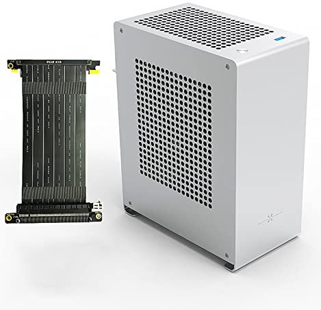 ZZEW A1P Mini-ITX Case, Micro ITX PC Case, Mini Computer Case in Silver Color, Full Aluminum Small Gaming Case with 3.0 Dual Reverse PCI Riser Cable