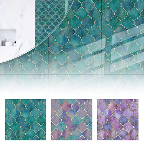 Tile Stickers, Fish Scale Shape Tile Renovation Wall Sticker Tile Sticker 15 * 15cm*6pcs 3# CZ-DZ512