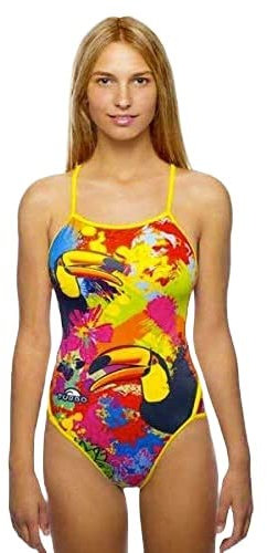 Turbo Maillot de bain de natation pour femme Tucan Colors 14 Bretelles fines de Waterpolo Compétition de natation et triathlon Motif Coupe confortable, multicolore, XXL