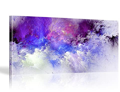 XIANGPEIFBH Grande Arte della Parete della Tela - Arte di Sfondo Bianco Viola Nuvola Astratta Immagine della Parete Soggiorno Stampa su Tela 40x80cm(16''x32'') Con Cornice