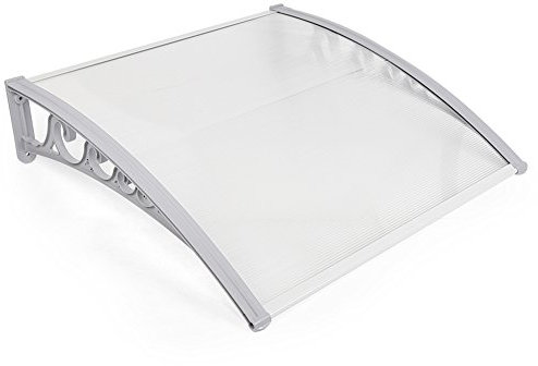 Homewell DIY Balkontürvordach für den Außenbereich, korrosionsbeständig, Wind- und hagelbeständige Tür und Fenster, Kunststoff und Aluminium,80 x 120cm,Weiß