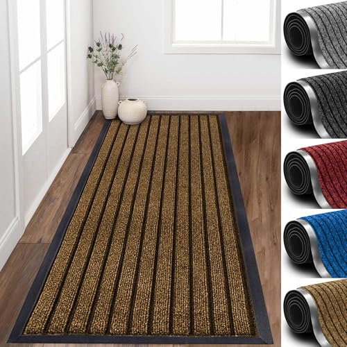 Imperial Rooms Brown Door Mat Non Slip – Rubber mat 80x150cm Machine Washable Door Matts indoor Dirt Trapper Super Absorbent Door Mats Outdoor