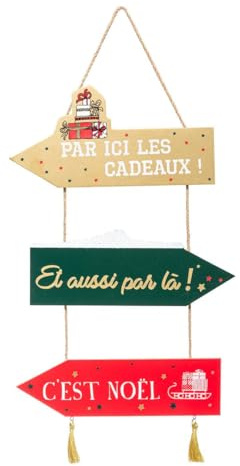 FEERIC LIGHTS & CHRISTMAS - Holzschild rg grün gold 50 cm