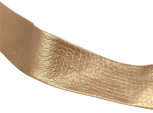 MYMERCERIE Schrägband, Kunstleder, 50 % Polyurethan, 50 % Viskose, 27 mm, goldfarben, Meterware