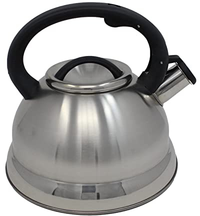 2.7L Steelex Whistling Kettle Silver Serving Tea Coffee Stovetop Hob Kitchen