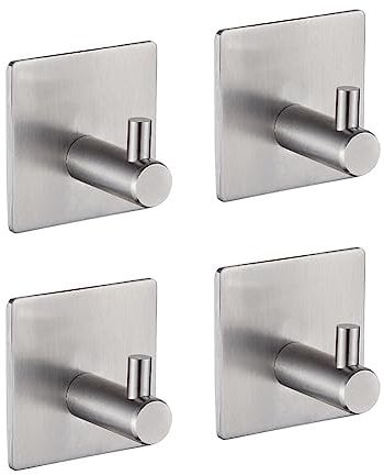 Ibergrif MK34251A - Ganci autoadesivi resistenti, per bagno o cucina, 4 pezzi, colore: argento