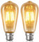 YUNRRD Vintage Bayonet Light Bulb 6W(60W Equilavent),B22 LED Edison Bulbs Warm White 2700K,ST64 Energy Saving Lightbulbs Bayonet,LED Filament Amber Retro Style Decorative Bulbs,600LM,220-240V(2 Packs)