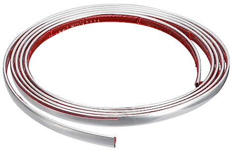 sourcing map Flexible Molding Trim Self Adhesive, 8Ft x 0.31Inch Peel and Stick Metallic Mirror Frame, PVC Metal Trim Molding for Wall, Car, Mirror, Door, Wardrobe, Home Decor (Silver)