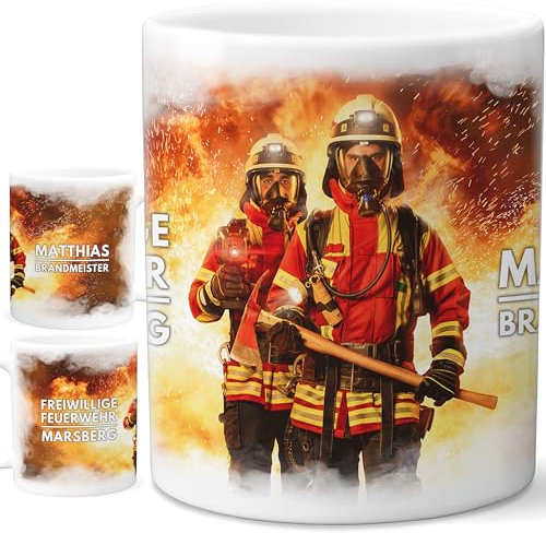Feuerwehr Tasse Männer personalisierte Feuerwehrtasse für Freiwillige Feuerwehr Becher Feuerwehrmann Geschenk Feuerwehrfrau Jugendfeuerwehr Kaffeetasse aus Keramik