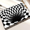 CONVOW Tapis Noir, Imprimé 3D Blanc Abstrait Vertigo Black Hole Tapis Antidérapant Tapis à Illusion D'optique,Tapis Rond Créatif à Carreaux Noirs Et Blancs (Colour3,40x60cm)