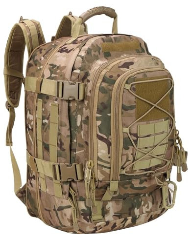 Miramrax Taktischer Rucksack, Militär, Armee, Tagesrucksack – Assault Pack für Herren, Molle-Rucksäcke, Bug-Out-Tasche, 3-Tage-Pack zum Wandern, Camo, 40L, Sportlich