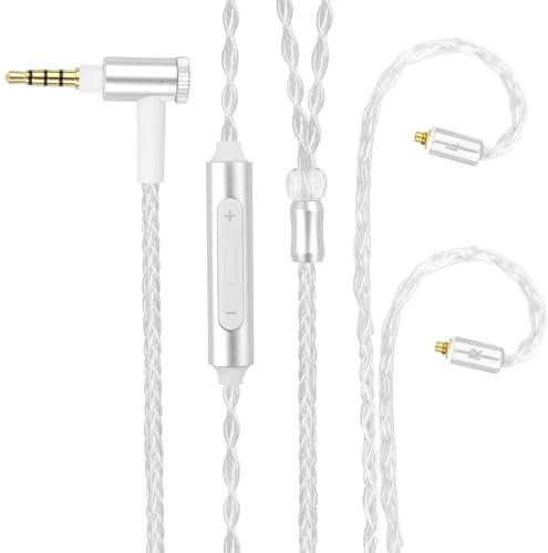 SE215 with Mic Cable Compatible with Shure SE215, SE215 PRO, SE315, SE425, SE535, SE846, AONIC 3, AONIC 4, AONIC 5, UE900 Earphones, MMCX Earphone Cable, 4ft