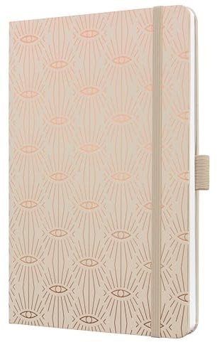 SIGEL JN357 Notizbuch A5 liniert, Tagebuch Jolie, Hardcover, Gummiband, Stifteschlaufe, Einstecktasche, beige, vegan, aus nachhaltigem Papier