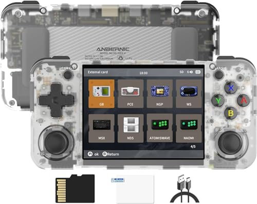 Anbernic RG35XX H Retro Handheld Game Console , Support HDMI TV Output 5G WiFi Bluetooth 4.2 , 3.5 Inch IPS Screen Linux System Built-in 64G TF Card 5515 Games (RG35XX H-Transparent White)