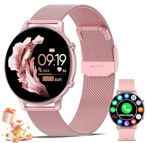 Nendefin Smartwatch Damen mit Telefonfunktion - 1.39Zoll Touchscreen Fitnessuhr Damen mit Schlafmonitor,Schrittzähler Uhr Damen mit Blutsauerstoff,Herzfrequenz,100 Sportmodi Armbanduhr für Android iOS