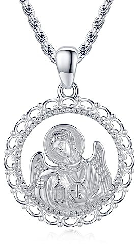 XIXLES Saint Gabriel Halskette 925 Sterling Silber Anhänger St Gabriel Halskette des Heiligen Erzengels Gabriel Medaille des Erzengels St. Gabriel Schutz schmuck religiöse Geschenke für Herren Damen