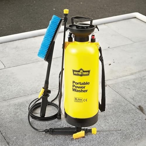 8L Portable Power Washer Sprayer | Garden Bike Car Caravan | Brush & Hose Included