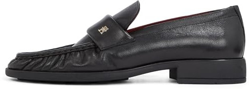 Tommy Hilfiger Mocasín Mujer Soft Nappa Pleated Toe con tacón bajo, Negro (Black), 39