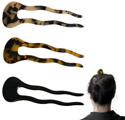 3 Pezzi Forcine Per Capelli A Forma Di U Stile Francese In Acetato Di Cellulosa E Tartaruga Forcine Per Chignon Per Donne E Ragazze Accessori Per Acconciature