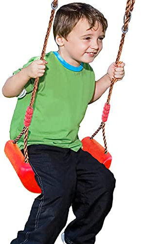 Kugooyi Schaukel Garten, Höhenverstellbar Schaukelsitz Schaukelbrett Brettschaukel für Kinder Zum Schaukeln Zubehör Indoor Outdoor (Rot)