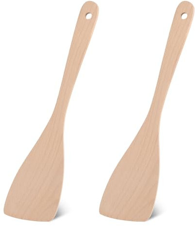 2 Stück Holzspatel Zum Kochen, Pfannenwender aus Holz, 33 cm Große Holzspatel, Pfannenwender Holz für Geschirr, Spülmaschinenfest