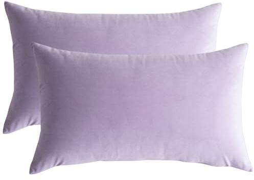 Lutanky Confezione da 2 federe per cuscini in velluto rettangolari, morbide, in tinta unita, decorative, per divano, camera da letto, auto, 30 x 50 cm (viola taro, 2 pezzi)