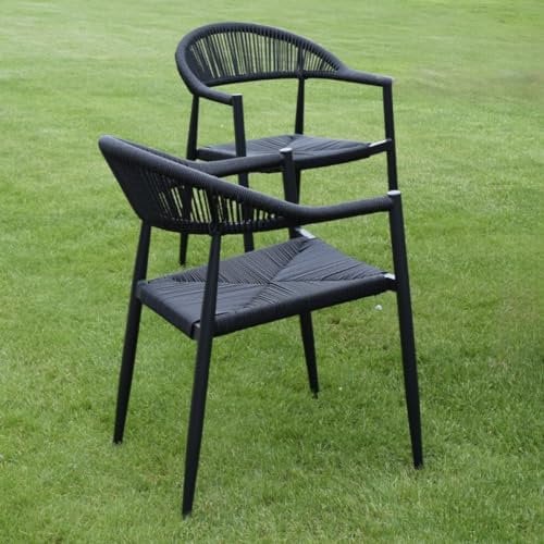 Gecko Jardin Fauteuil Aluminium Noir et Corde tressée Noire Casamance