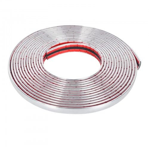 Chrome Bande de Garniture Voiture, Baguette Adhesive Chrome pour Carrosserie Fenêtre Décoration Argent pour Auto, Couverture de Protection du Bord de Porte de Voiture (12 mm x 5 m)