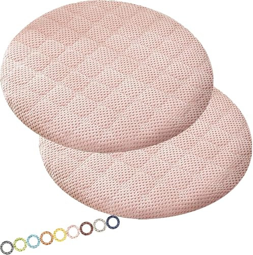MCNDSI Rund Sitzkissen Stuhl Stuhlkissen 30/40/35/50/45 cm Sitzkissen Baumwolle Sitzpolster Stuhlauflage für Outdoor Indoor Gartenstuhl Küche oder Esszimmerstuhl(K6,2PCS_14INCH/35CM)