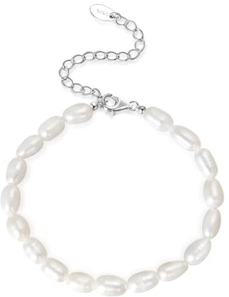 Candyfancy Perlenarmband Damen echte Perlen Süßwasserperlen, Perlen Armband für Frauen Mädchen Süßwasser-Zuchtperlen