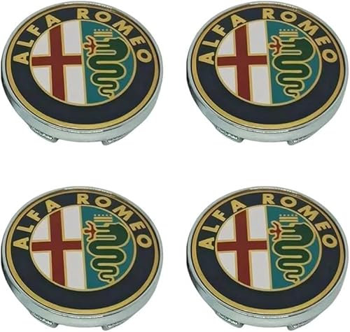 ESZXCIKE 4 Stück Nabendeckel für Alfa Romeo Tonale 2022 2023 60MM.Nabendeckel Hochwertiges ABS,Schwarz Alufelgen Nabenkappen Felgen Kappen Felgendeckel Radnabendeckel